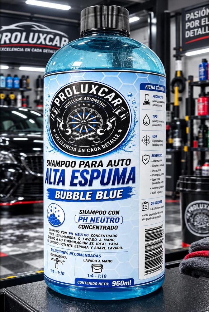 Shampoo neutro Bubble Blue de Proluxcar